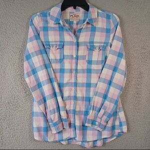 Old Navy Blue and Pink Plaid Shirt